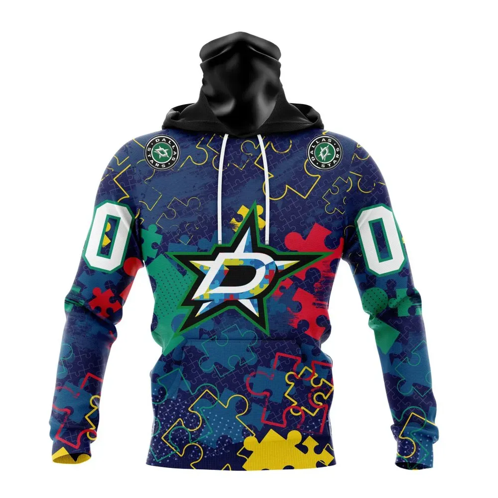 NHL Dallas Stars | Specialized Fearless Aganst Autism Mask Hoodie