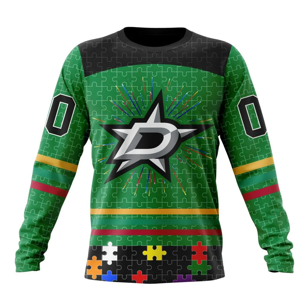 NHL Dallas Stars | Specialized Fearless Aganst Autism V0122 Long Sleeved Sweatshirt 