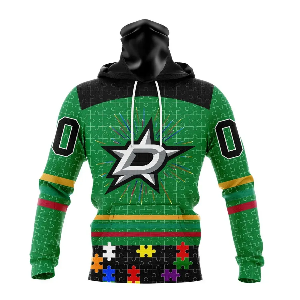 NHL Dallas Stars | Specialized Fearless Aganst Autism V0122 Mask Hoodie