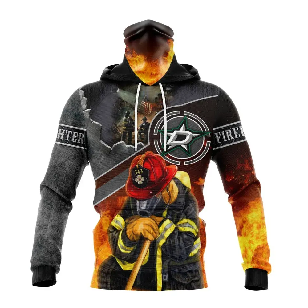 NHL Dallas Stars | Specialized Kits To Honor Firefighter In Patriot Day We Will Never Forget Mask Hoodie