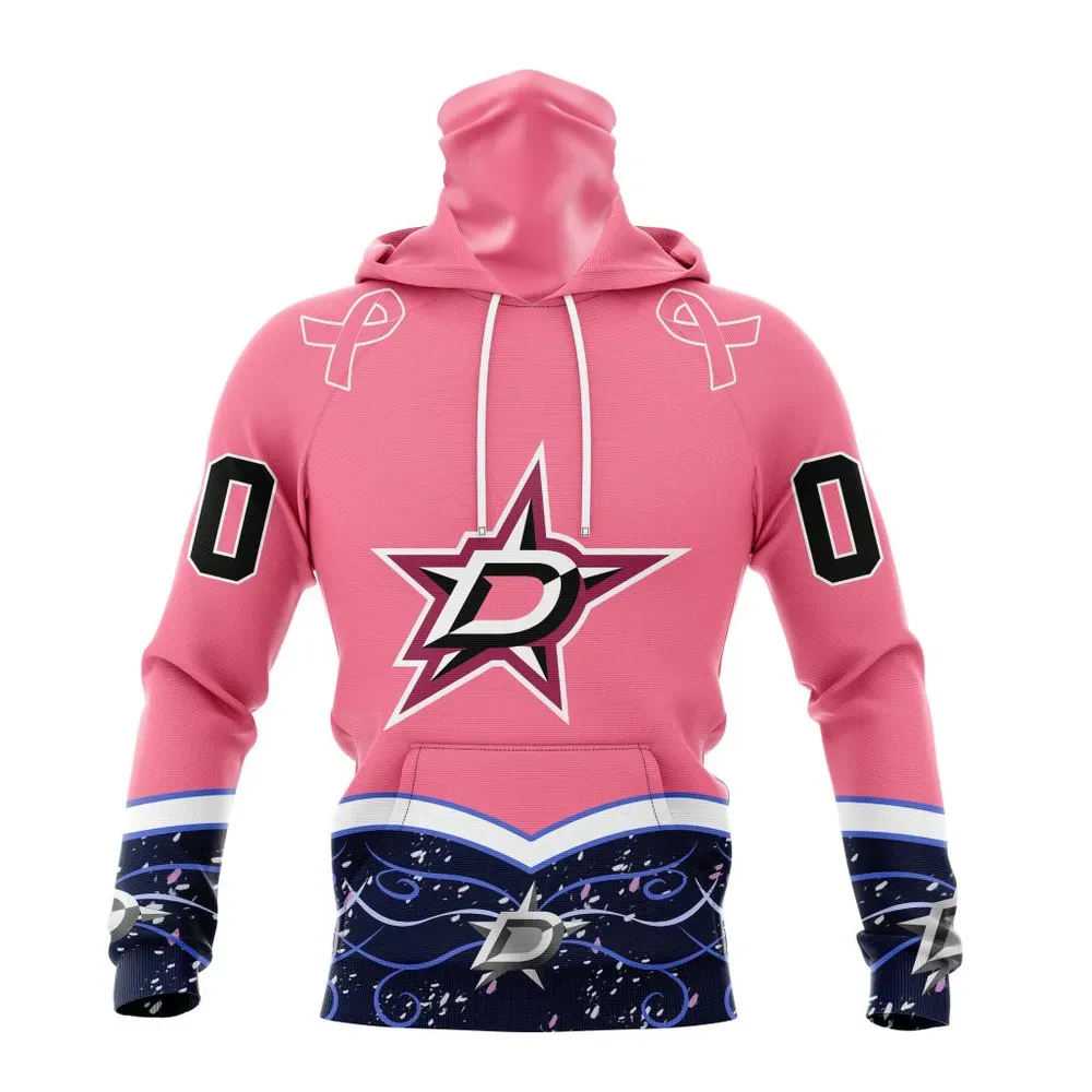 NHL Dallas Stars | Specialized Unisex For Hockey Fights Cancer Mask Hoodie