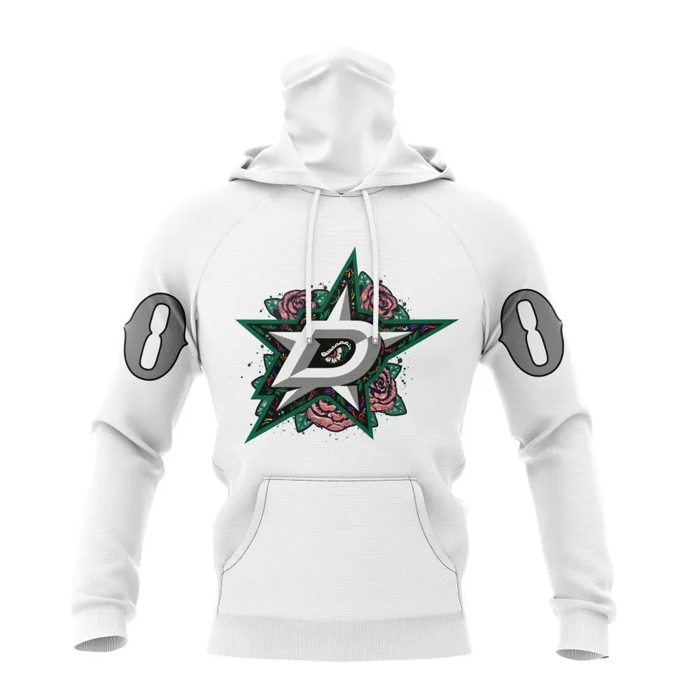 NHL Dallas Stars | Specialized Unisex Kits Dia De Muertos Mask Hoodie