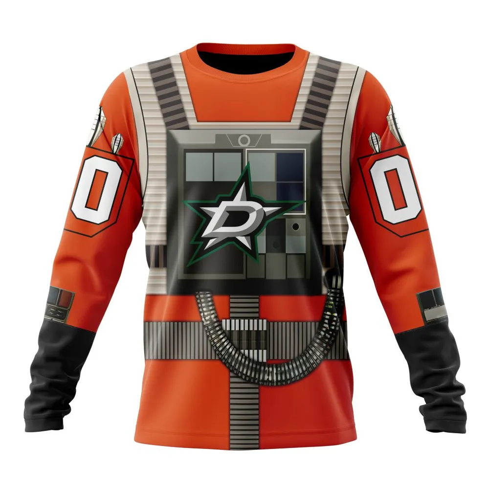 NHL Dallas Stars Star Wars Rebel Pilot Design St2201 Long Sleeved Sweatshirt 