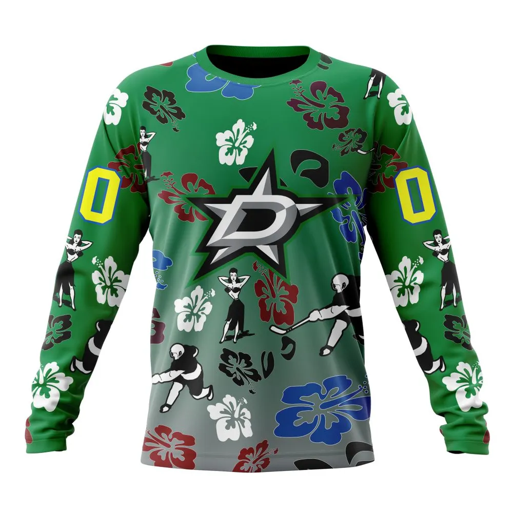 NHL Dallas Stars X Hawaii Specialized Design For Hawaiia V0122 Long Sleeved Sweatshirt 