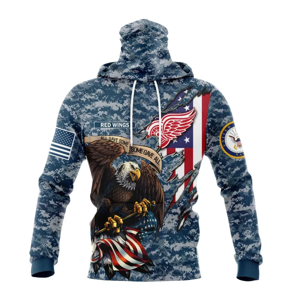 NHL Detroit Red Wings Honor Us Navy Veterans St2202 Mask Hoodie