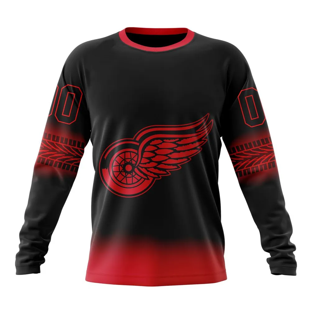 NHL Detroit Red Wings Personalize Gradient Series Concept St2301 Long Sleeved Sweatshirt 