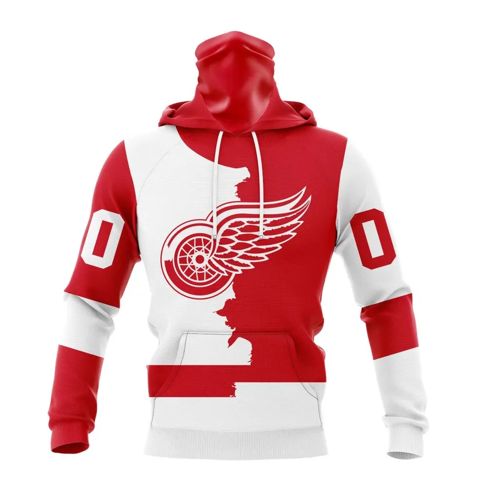 NHL Detroit Red Wings Personalize Home Mix Away Kits Mask Hoodie