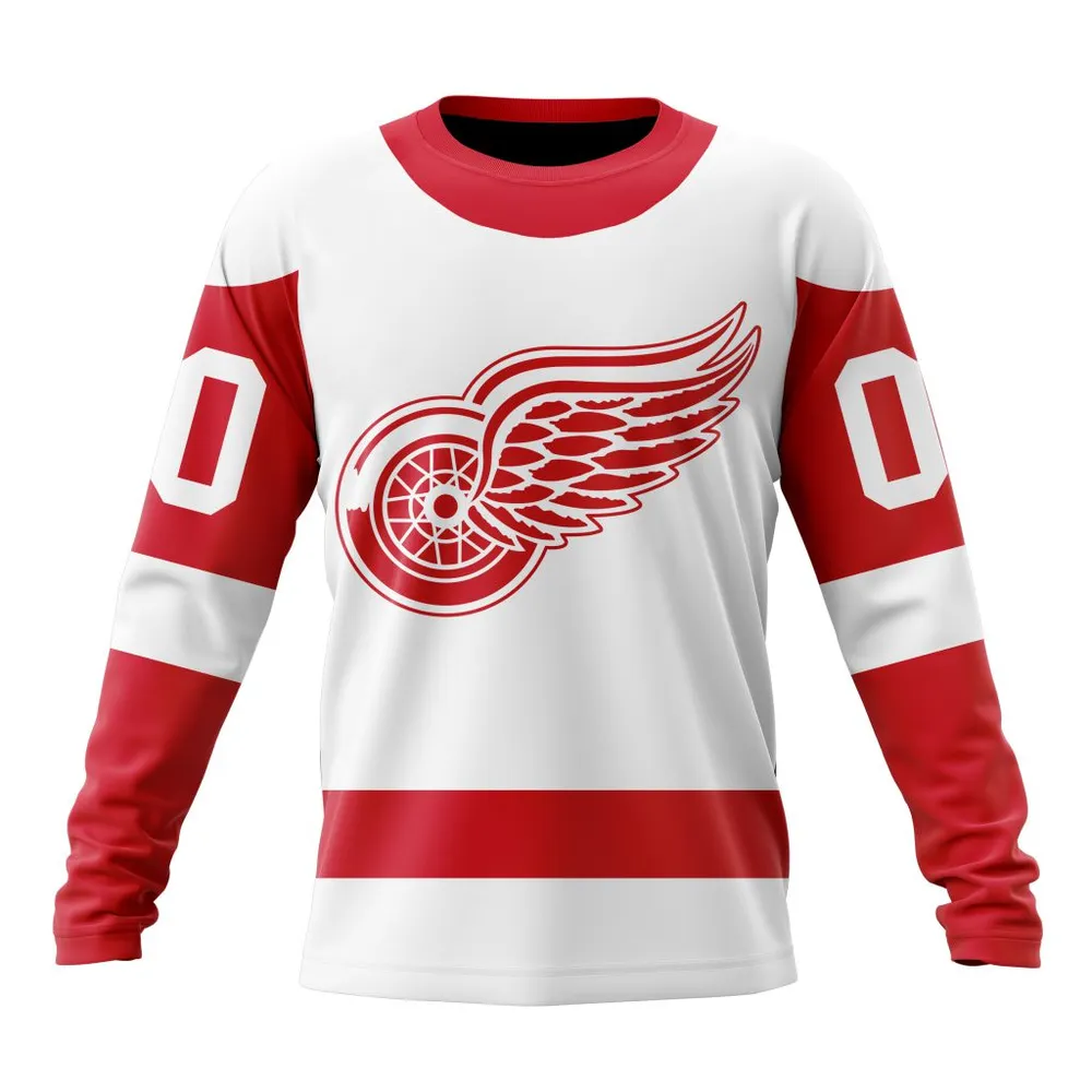 NHL Detroit Red Wings Personalized Away Kits Long Sleeved Sweatshirt 