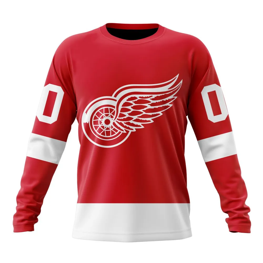 NHL Detroit Red Wings Personalized Home Kits Long Sleeved Sweatshirt 