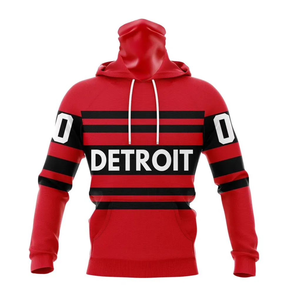 NHL Detroit Red Wings Reverse Retro Kits Mask Hoodie