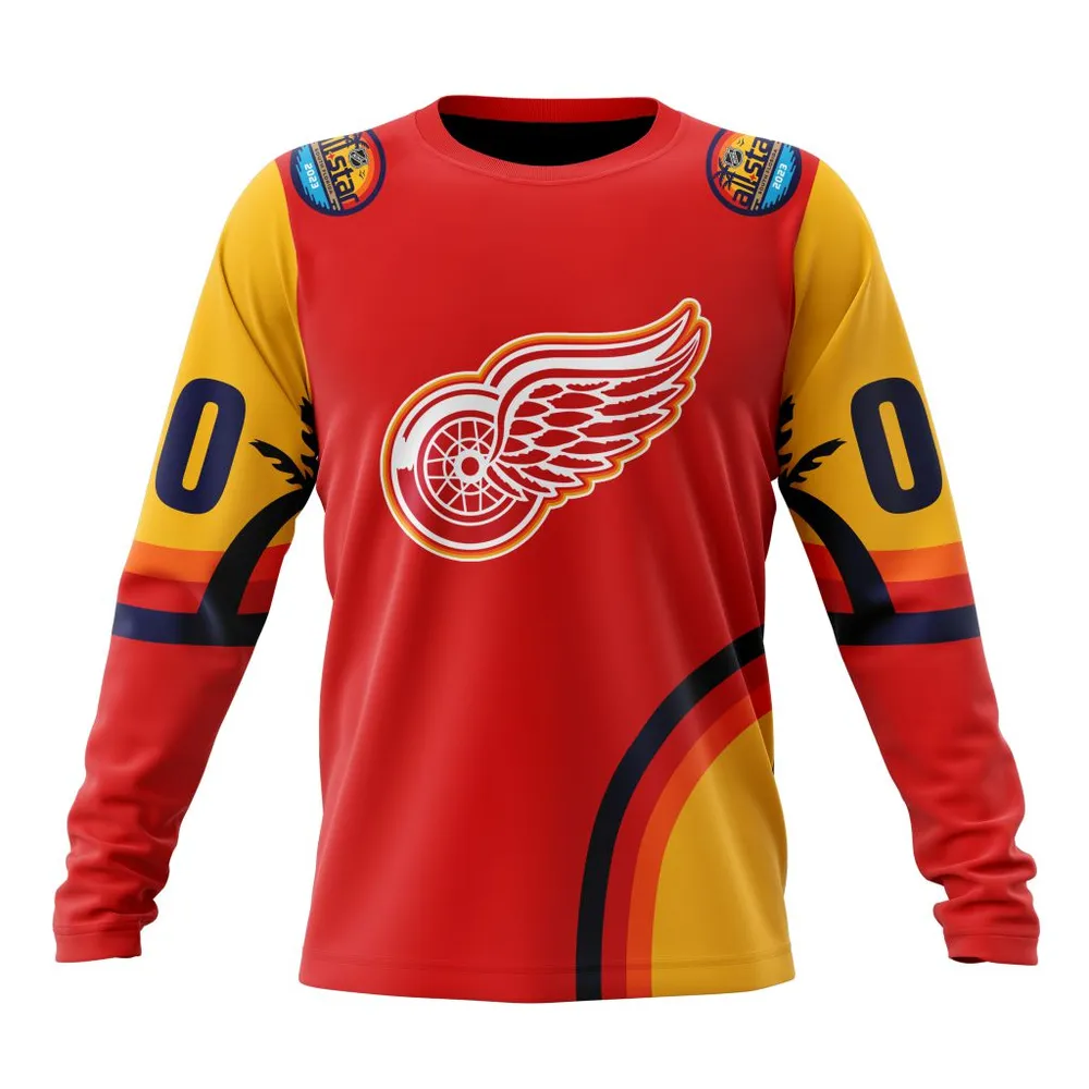 NHL Detroit Red Wings Special All-Star Game Design With Florida Sunset Long Sleeved Sweatshirt 