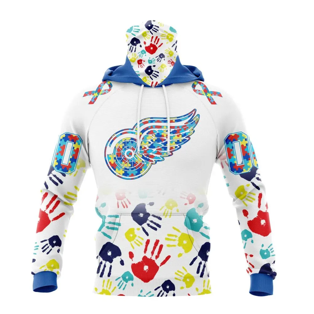 NHL Detroit Red Wings Special Autism Awareness Design St2203 Mask Hoodie