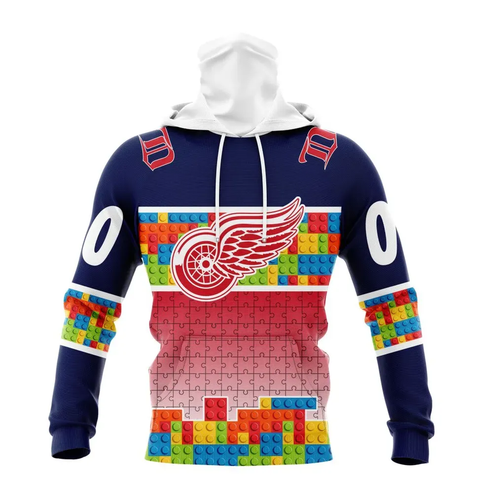 NHL Detroit Red Wings Special Autism Awareness Design V2301 Mask Hoodie