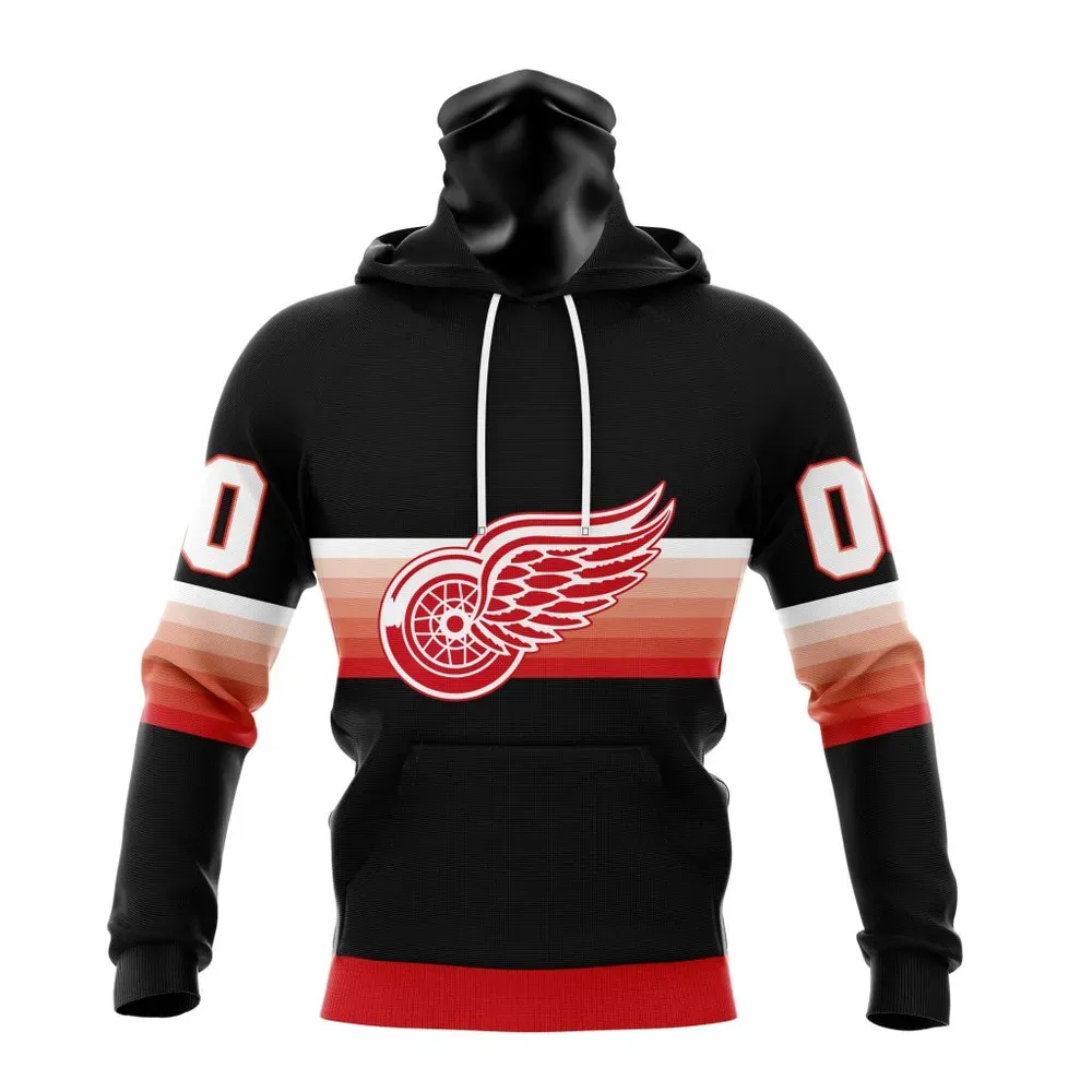 NHL Detroit Red Wings Special Black And Gradient Design St2301 Mask Hoodie