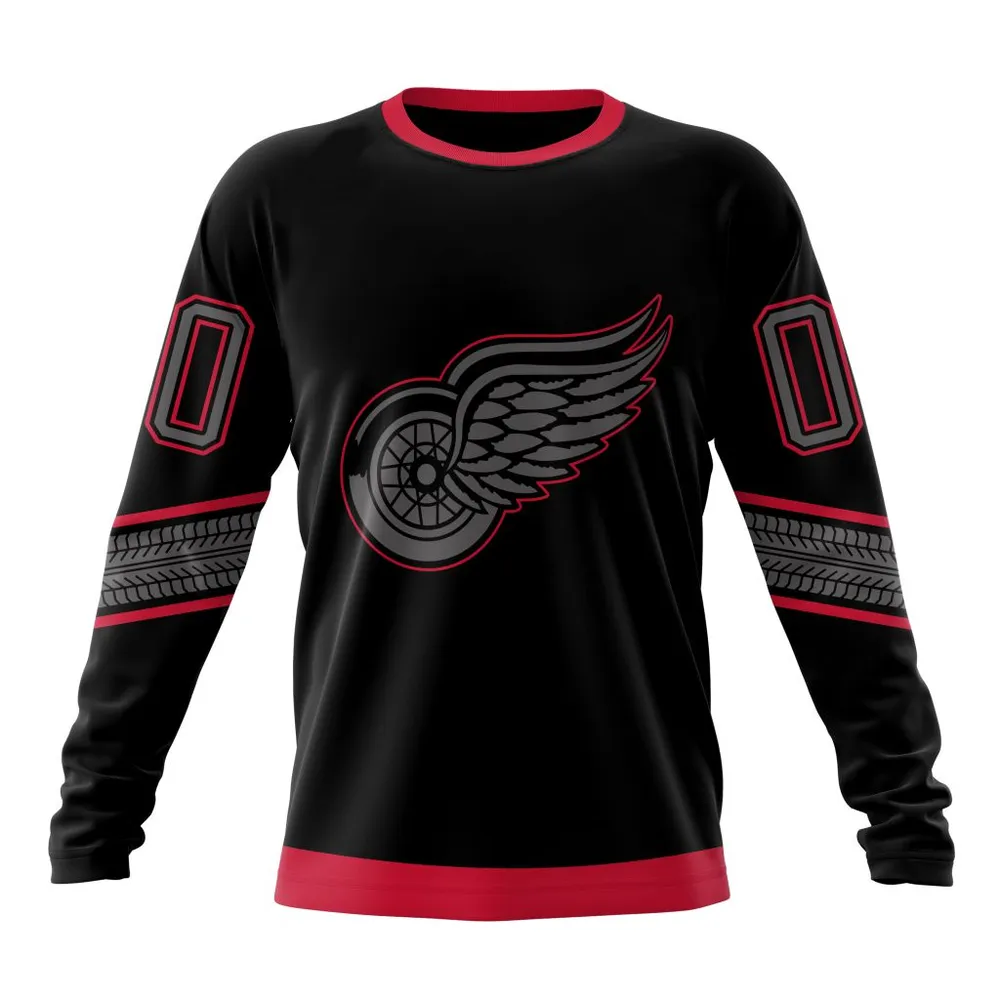 NHL Detroit Red Wings Special Blackout Design St2401 Long Sleeved Sweatshirt 