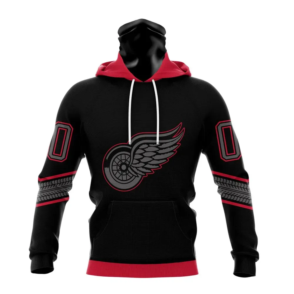 NHL Detroit Red Wings Special Blackout Design St2401 Mask Hoodie