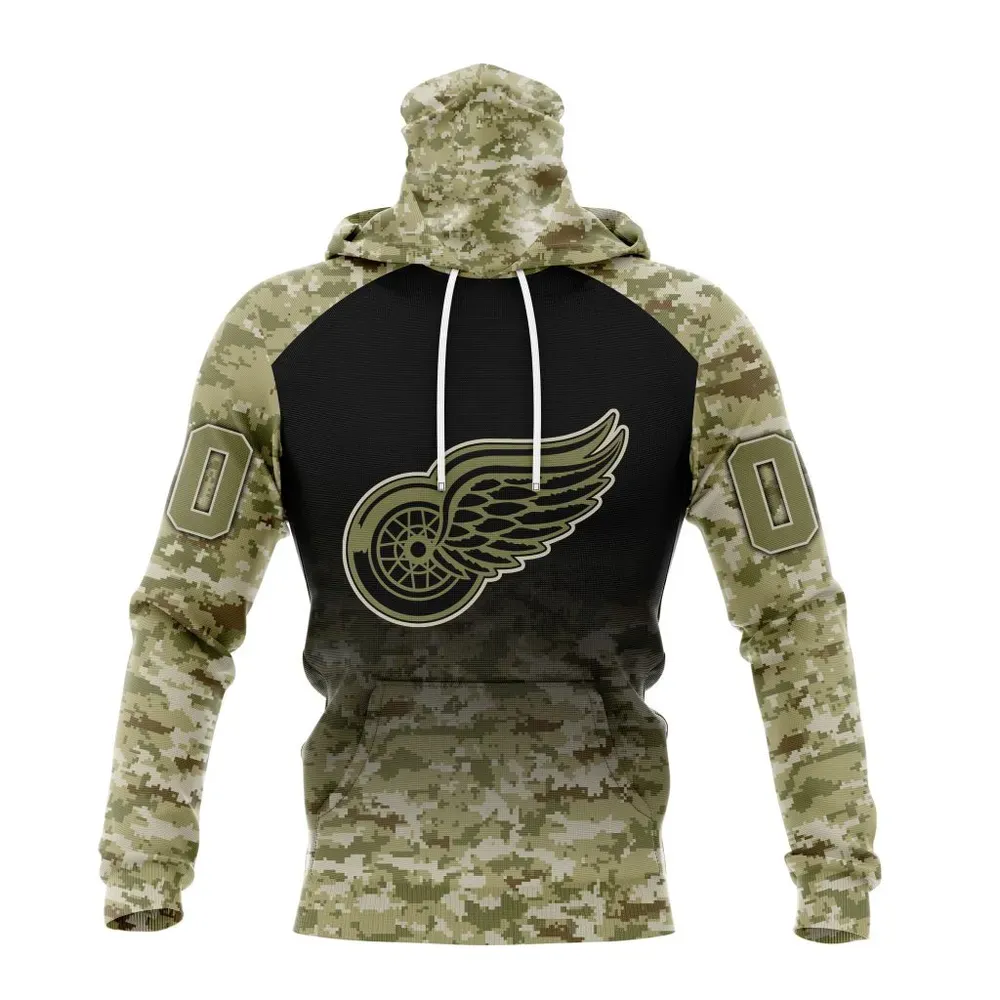 NHL Detroit Red Wings Special Camo Design For Veterans Day St2302 Mask Hoodie