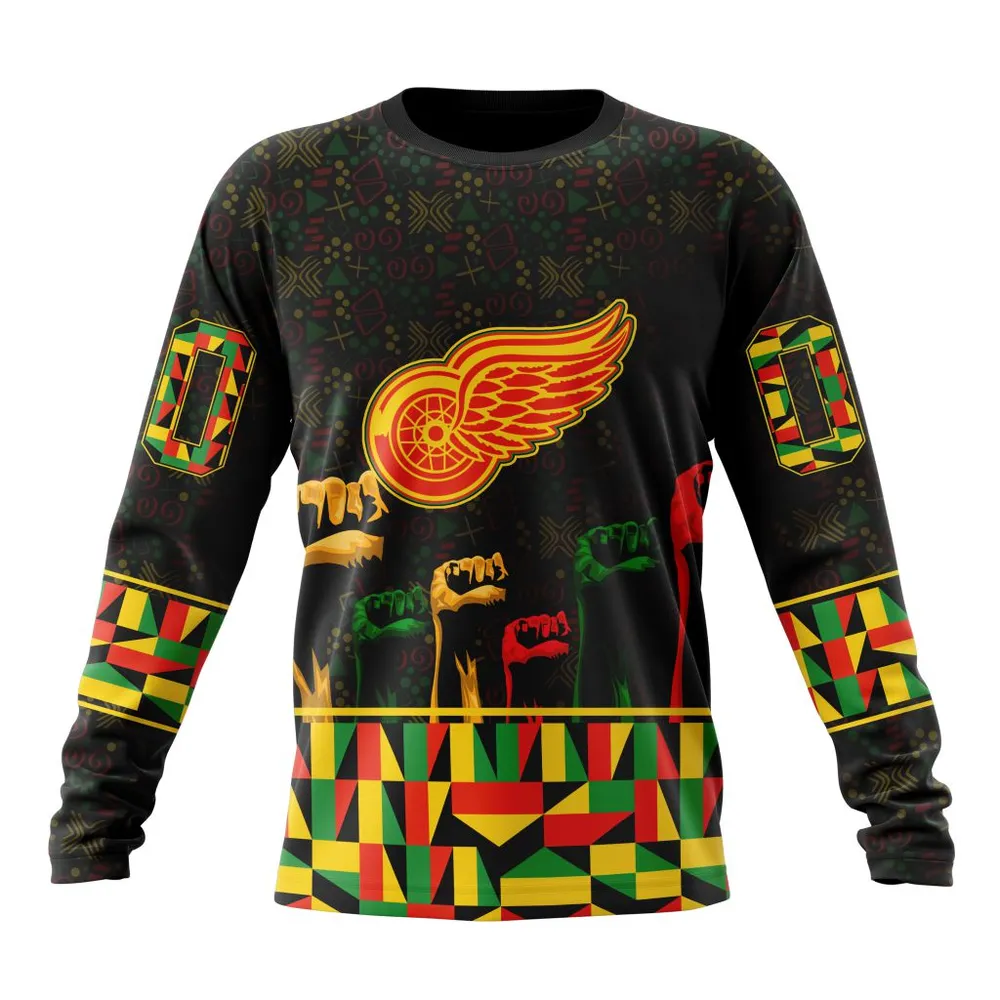 NHL Detroit Red Wings Special Design Celebrate Black History Month St2201 Long Sleeved Sweatshirt 