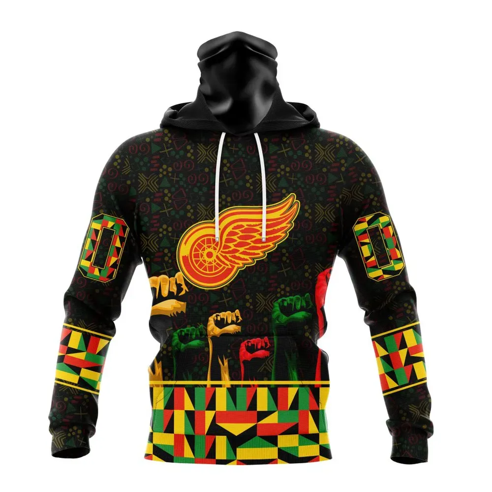 NHL Detroit Red Wings Special Design Celebrate Black History Month St2201 Mask Hoodie