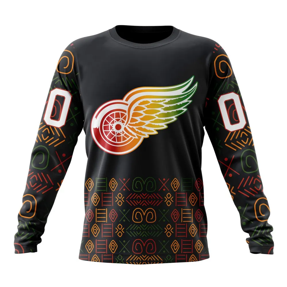 NHL Detroit Red Wings Special Design For Black History Month St2401 Long Sleeved Sweatshirt 