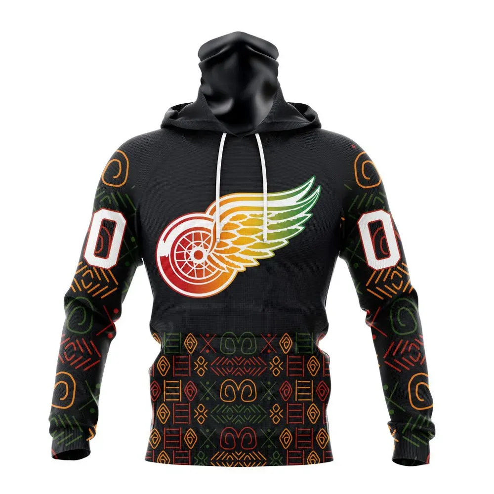 NHL Detroit Red Wings Special Design For Black History Month St2401 Mask Hoodie