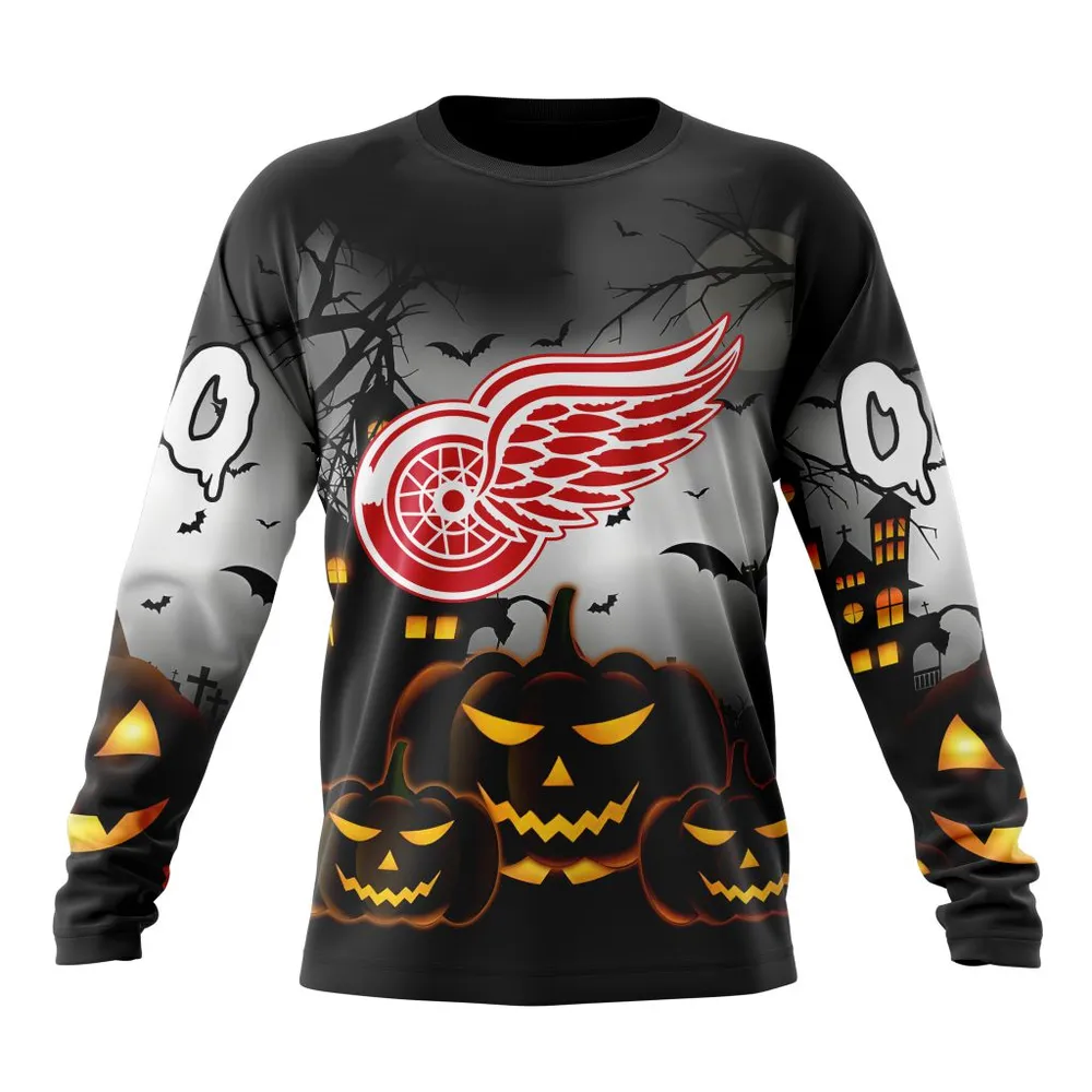 NHL Detroit Red Wings Special Design For Halloween St2302 Long Sleeved Sweatshirt 