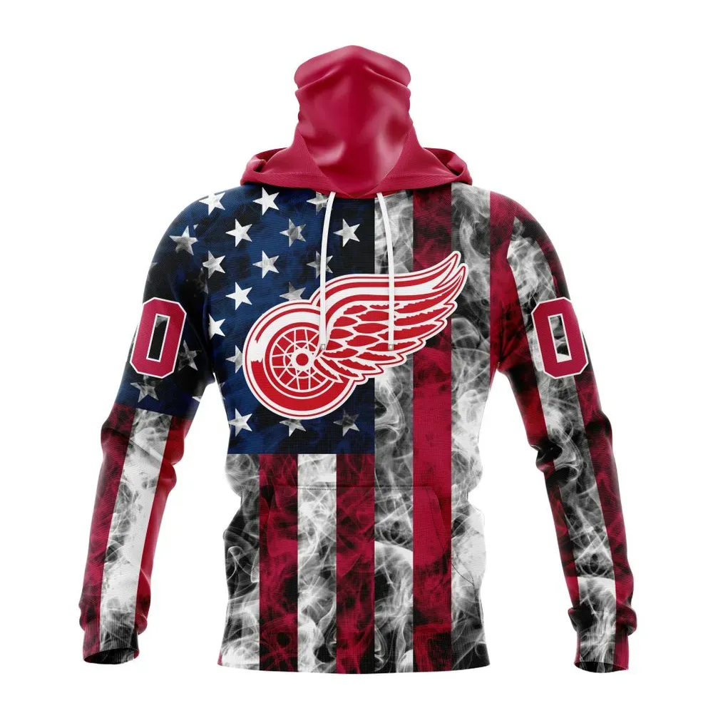 NHL Detroit Red Wings Special Design For Independence Day The Fourth Of July St2401 Mask Hoodie