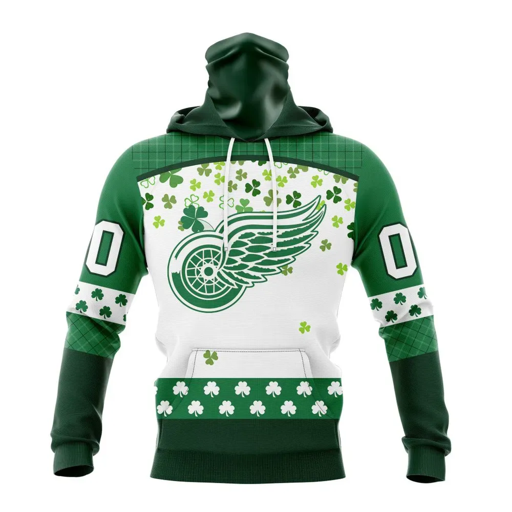 NHL Detroit Red Wings Special Design For St. Patrick Day St2401 Mask Hoodie