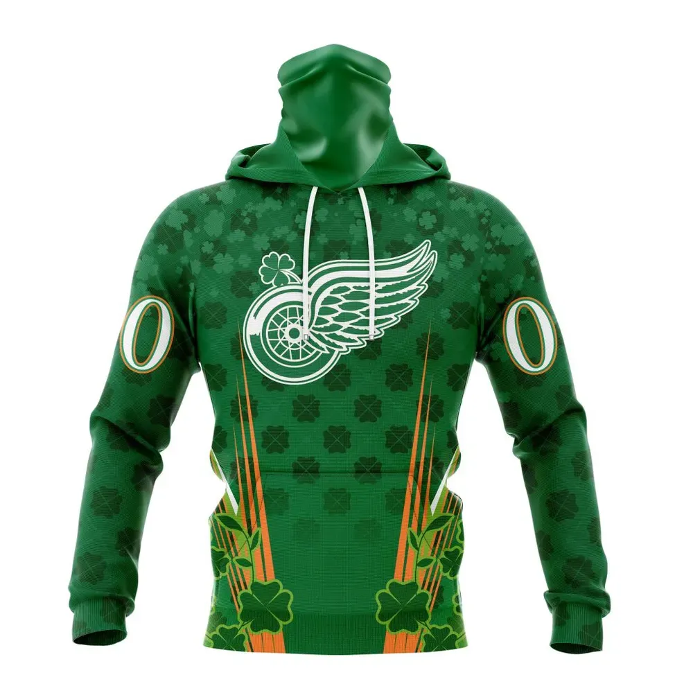 NHL Detroit Red Wings Special Design For St. Patrickâ€™S Day St2402 Mask Hoodie