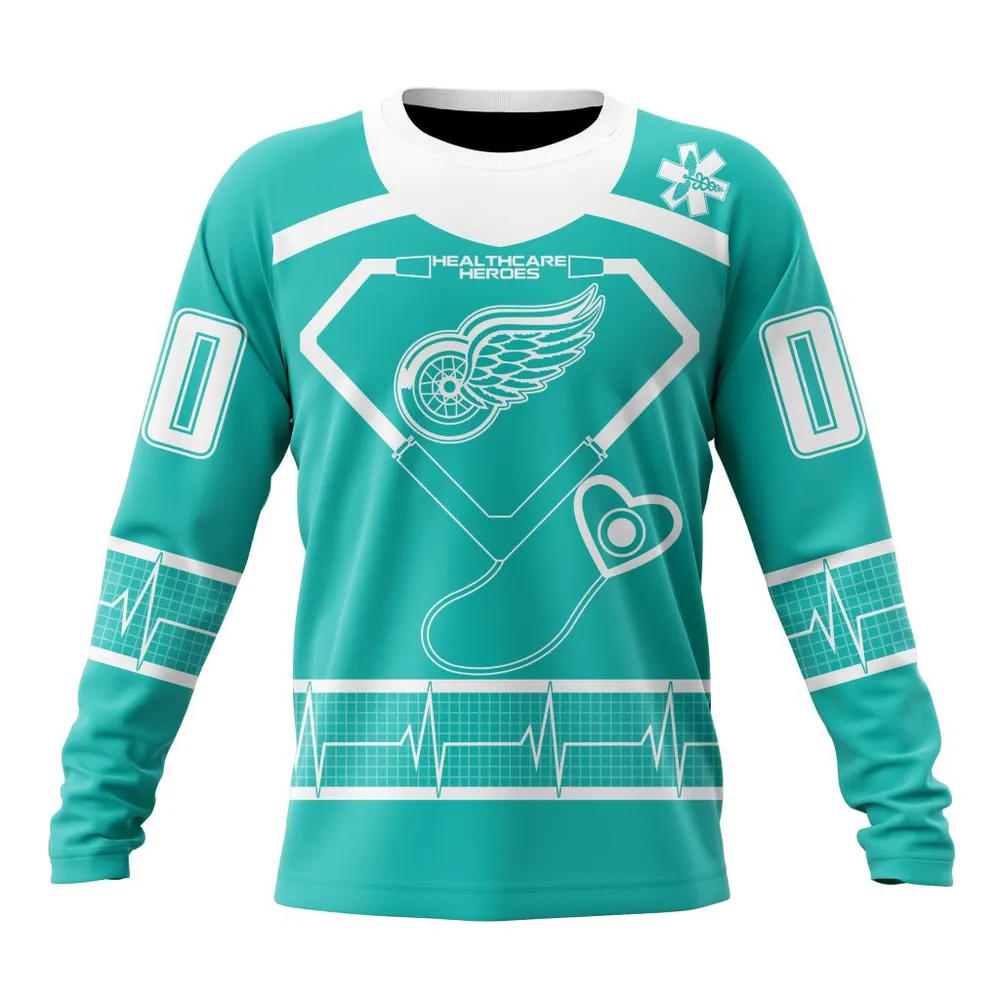 NHL Detroit Red Wings Special Design Honoring Healthcare Heroes St2301 Long Sleeved Sweatshirt 