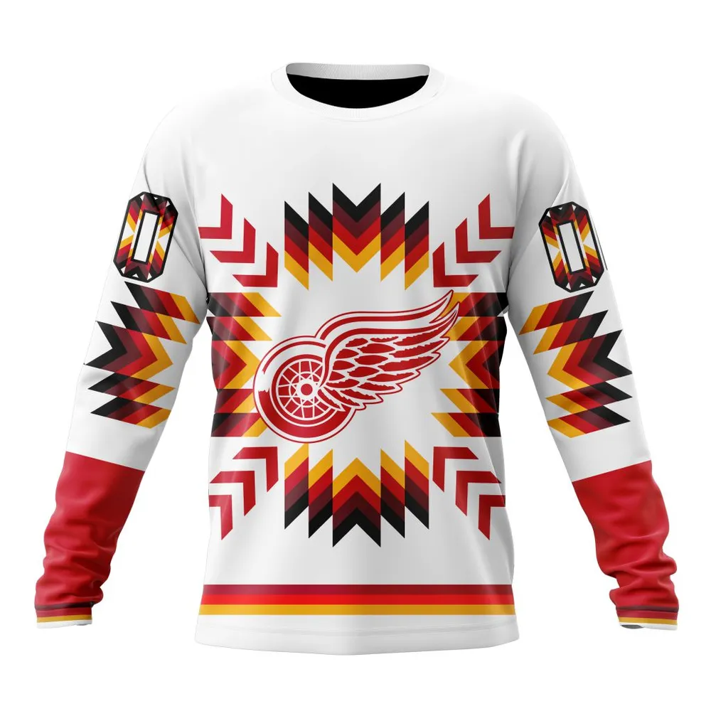 NHL Detroit Red Wings Special Design With Native Pattern St2302 Long Sleeved Sweatshirt 