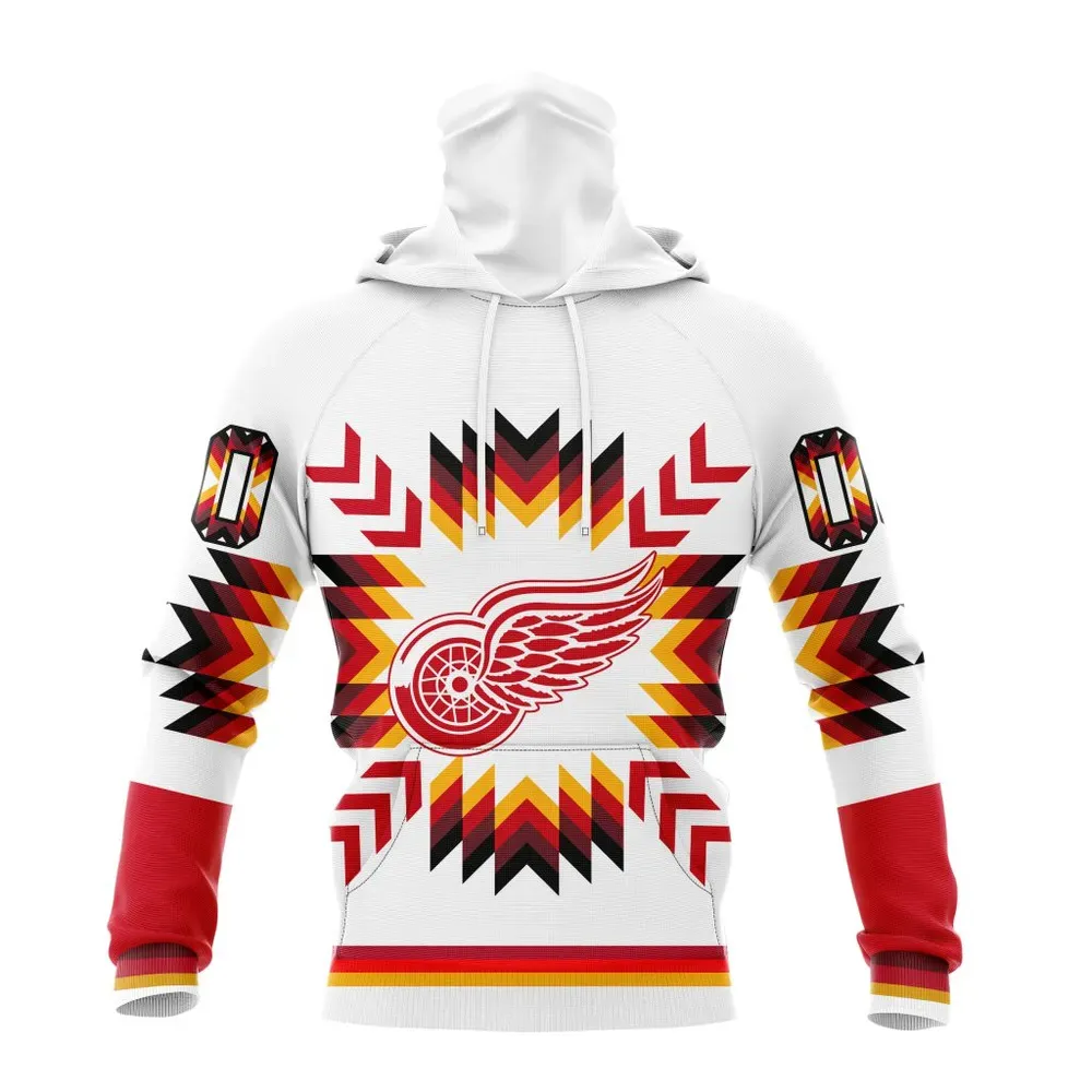 NHL Detroit Red Wings Special Design With Native Pattern St2302 Mask Hoodie