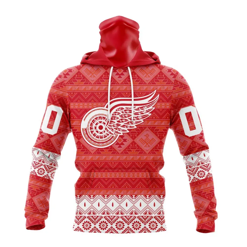 NHL Detroit Red Wings Special Design With Native Pattern St2303 Mask Hoodie