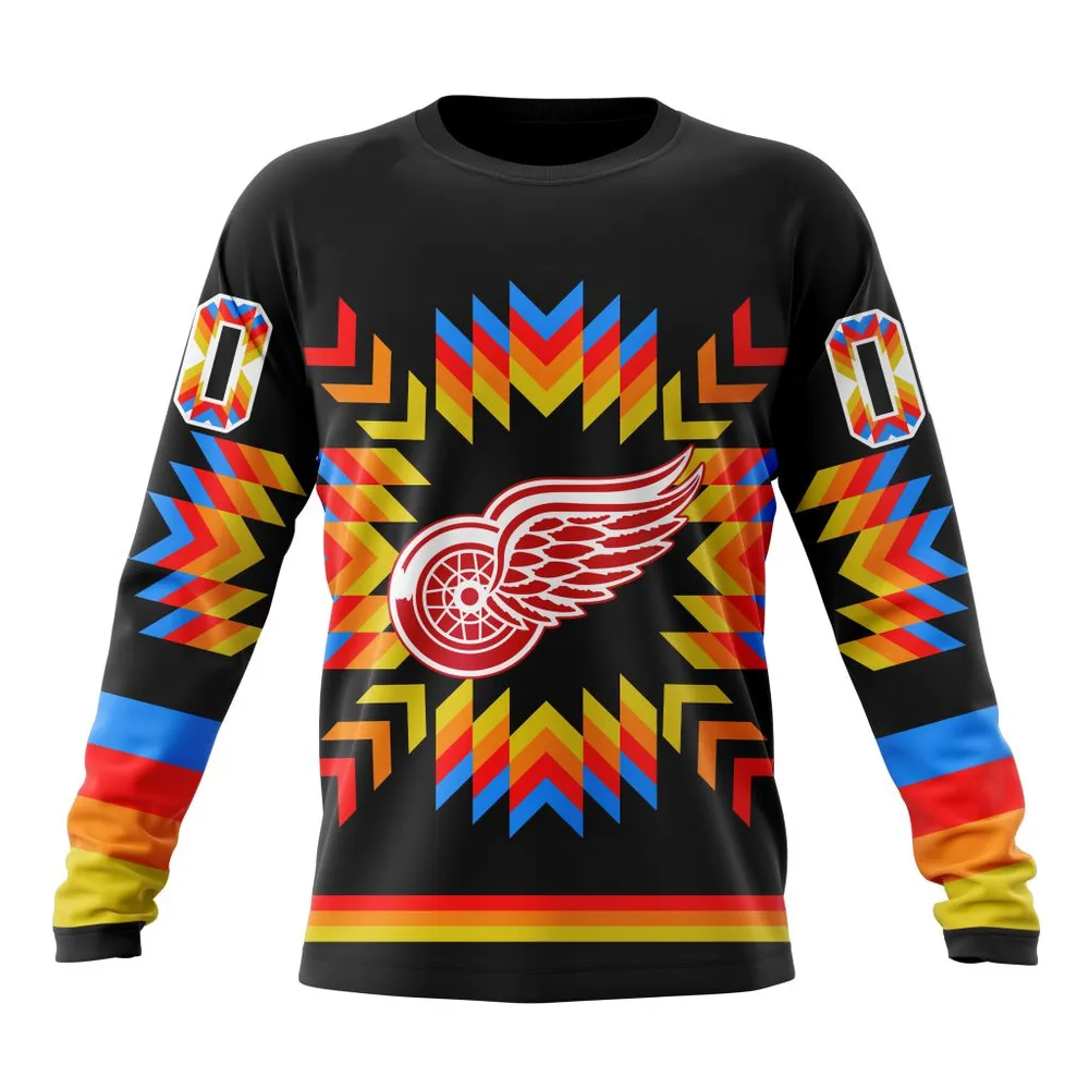 NHL Detroit Red Wings Special Design With Native Pattern St2306 Long Sleeved Sweatshirt 