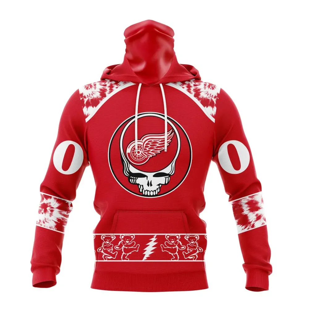 NHL Detroit Red Wings Special Grateful Dead Design St2301 Mask Hoodie