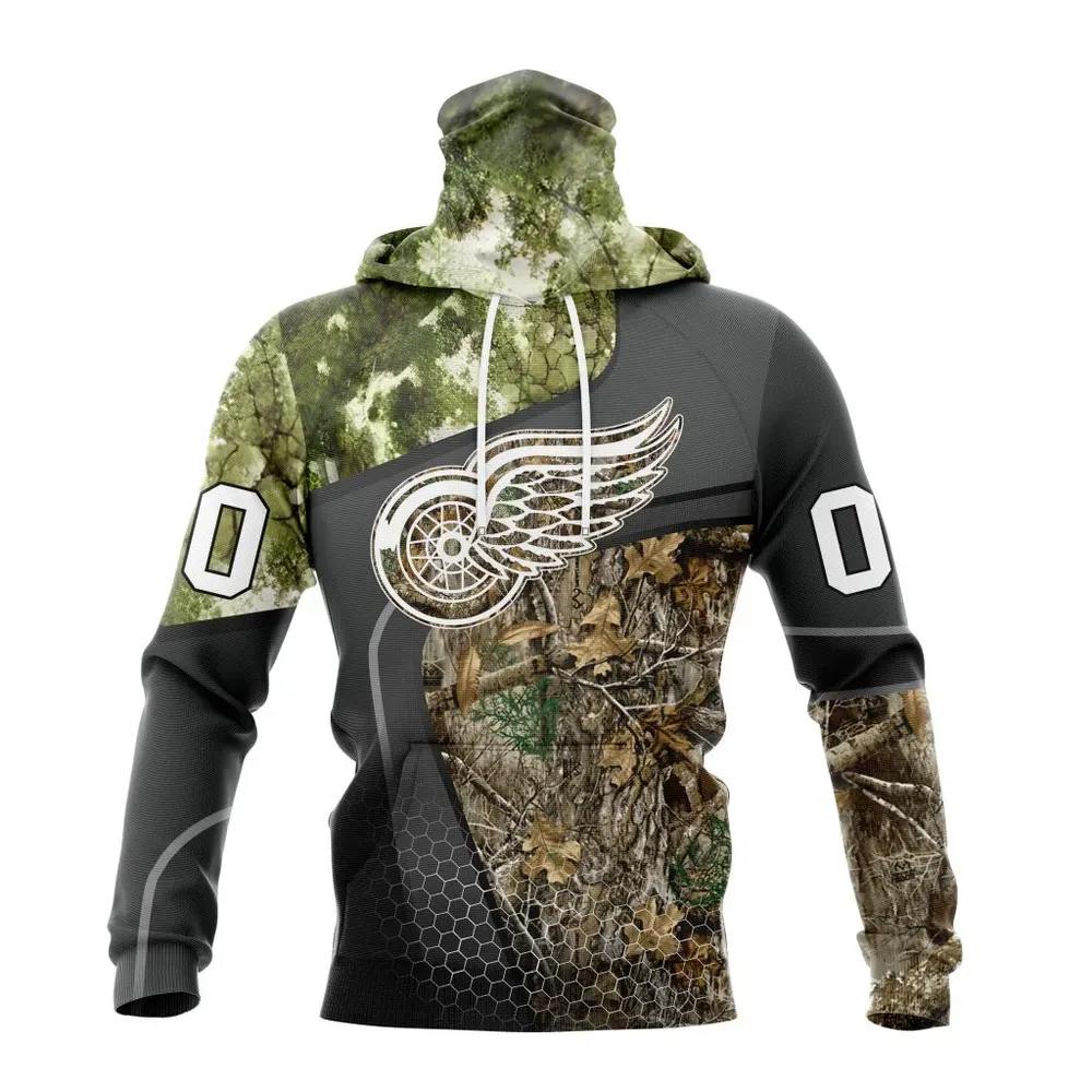 NHL Detroit Red Wings Special Hunting Camo Design St2302 Mask Hoodie