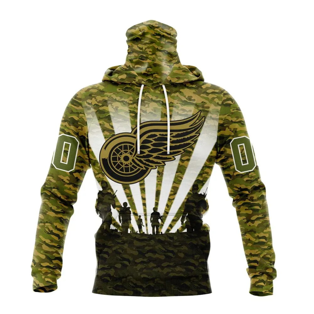 NHL Detroit Red Wings Special Military Camo Kits For Veterans Day And Rememberance Day St2201 Mask Hoodie