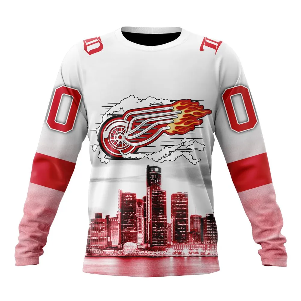 NHL Detroit Red Wings Special Motor City Design St2301 Long Sleeved Sweatshirt 