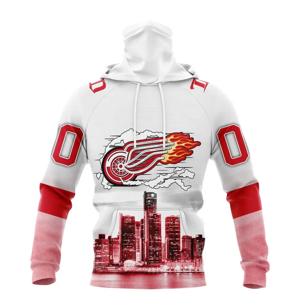 NHL Detroit Red Wings Special Motor City Design St2301 Mask Hoodie