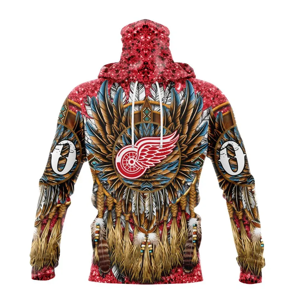 NHL Detroit Red Wings Special Native Costume Design St2201 Mask Hoodie