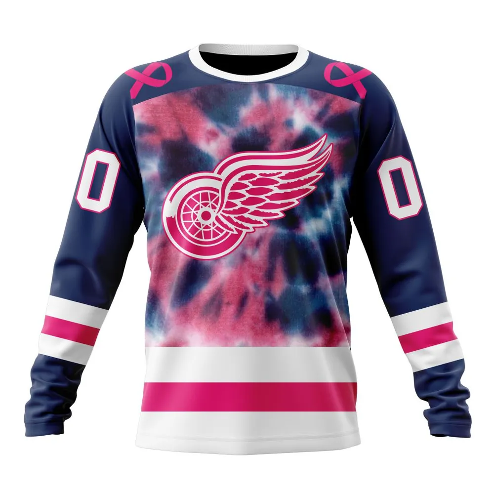 NHL Detroit Red Wings Special Pink October Fight Breast Cancer St2303 Long Sleeved Sweatshirt 