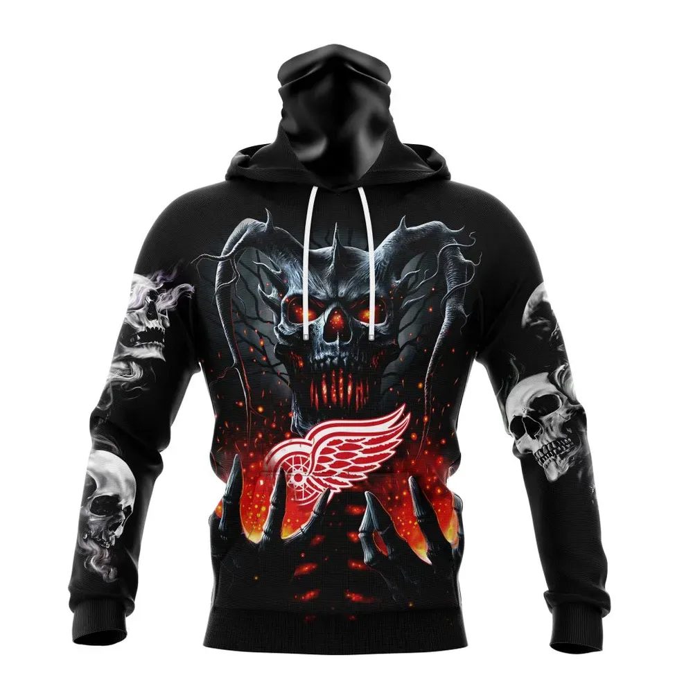 NHL Detroit Red Wings Special Skull Art Design St2301 Mask Hoodie