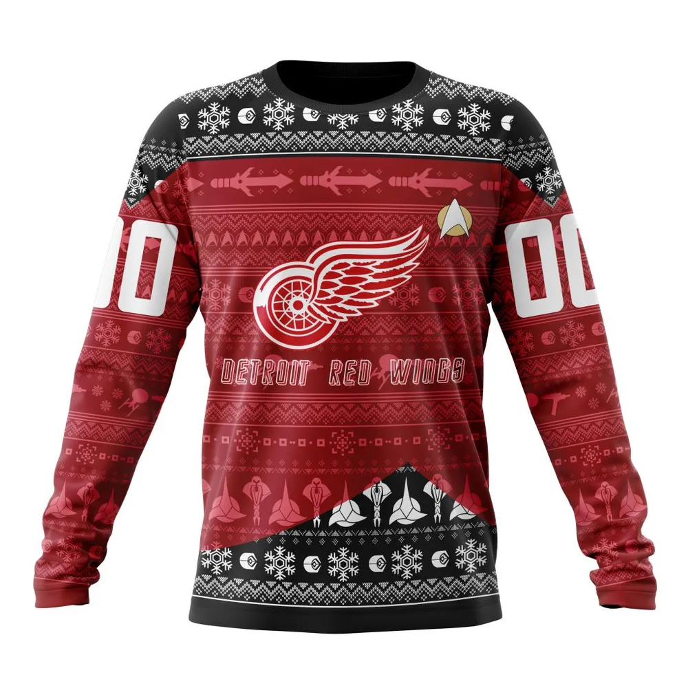 NHL Detroit Red Wings Special Star Trek Design St2201 Long Sleeved Sweatshirt 