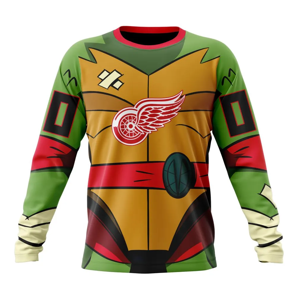 NHL Detroit Red Wings Special Teenage Mutant Ninja Turtles Design St2301 Long Sleeved Sweatshirt 