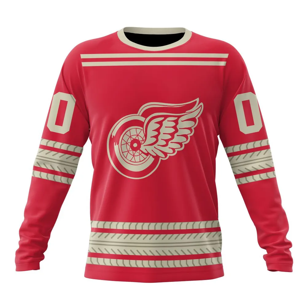 NHL Detroit Red Wings Special Two-Tone Design St2401 Long Sleeved Sweatshirt 