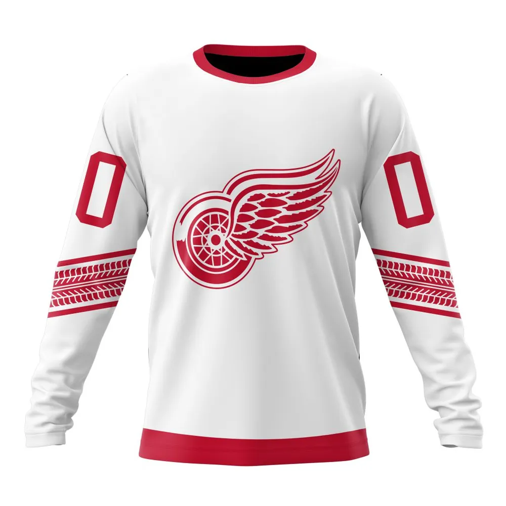 NHL Detroit Red Wings Special Whiteout Design St2401 Long Sleeved Sweatshirt 