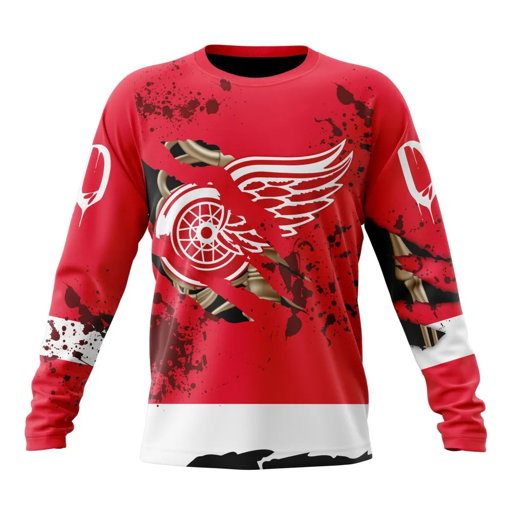 NHL Detroit Red Wings | Specialized Design Jersey With Your Ribs For Halloween Long Sleeved Sweatshirt 