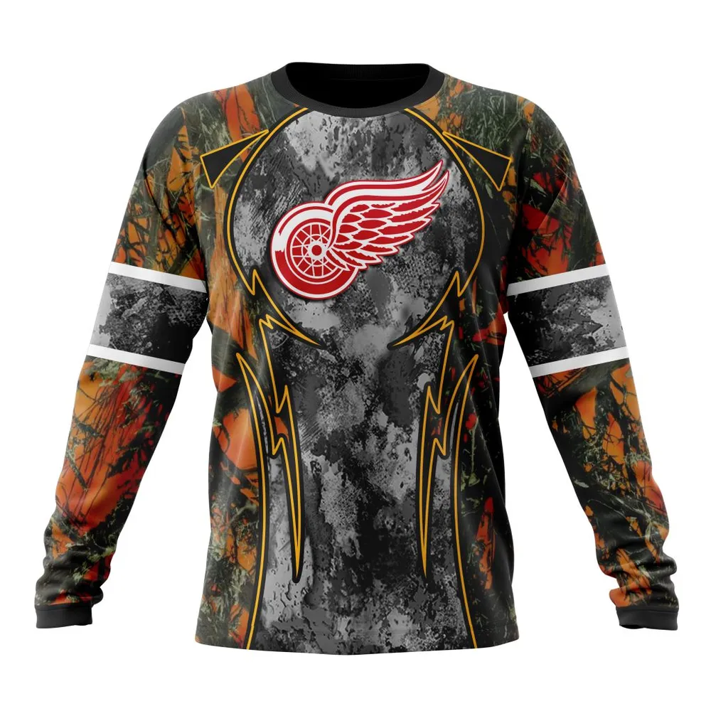 NHL Detroit Red Wings | Specialized Design Wih Camo Concepts For Hungting In Forest Long Sleeved Sweatshirt 