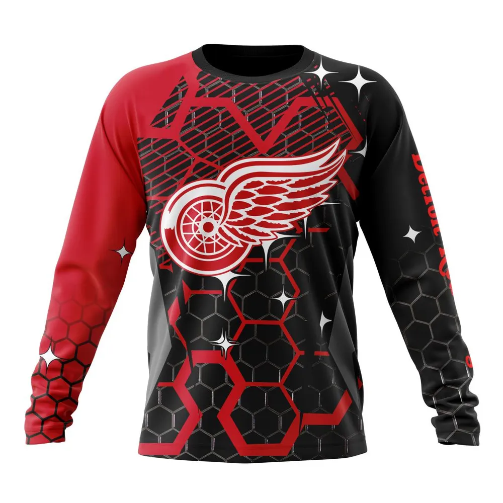 NHL Detroit Red Wings | Specialized Design With Motocross Syle V0222 Long Sleeved Sweatshirt 