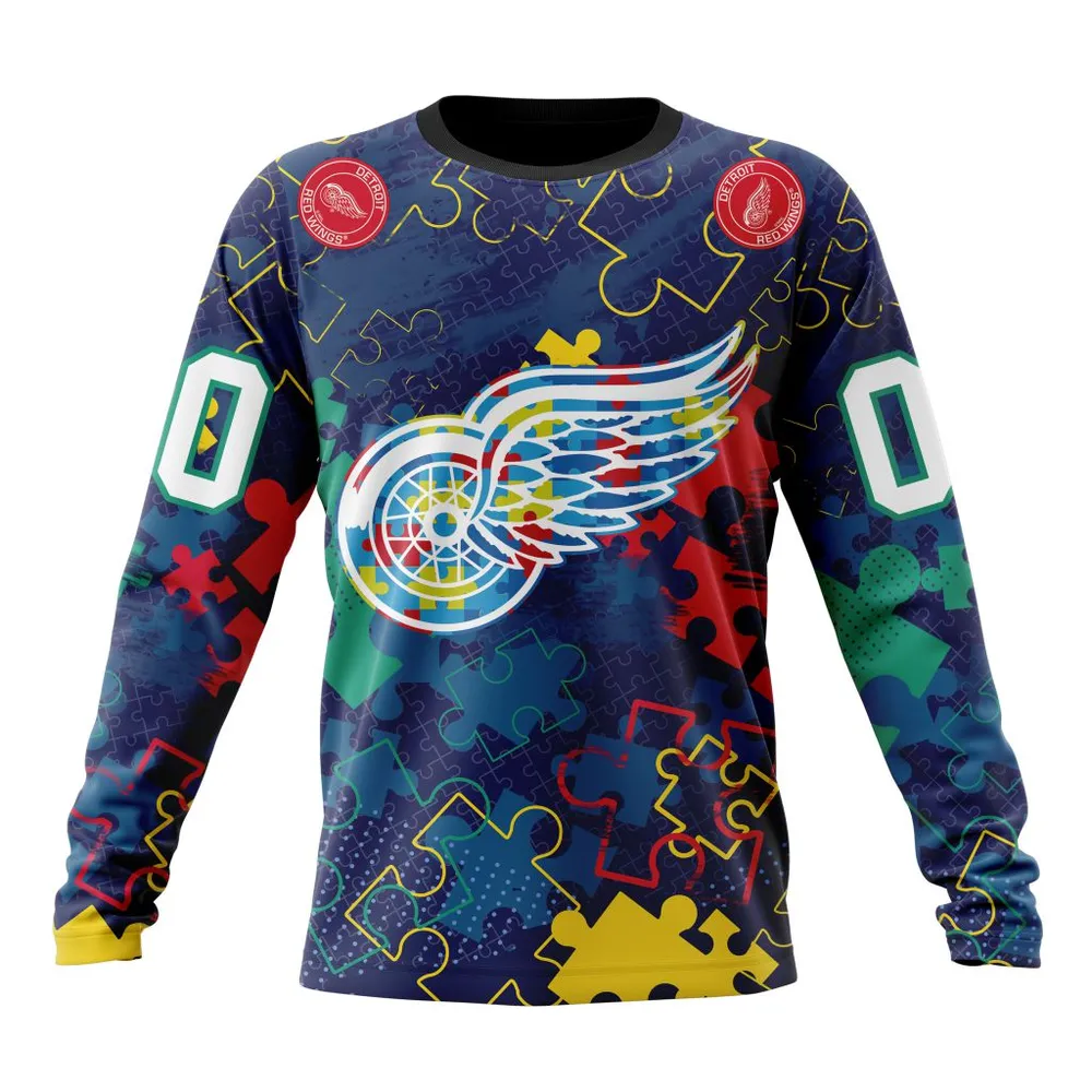 NHL Detroit Red Wings | Specialized Fearless Aganst Autism Long Sleeved Sweatshirt 